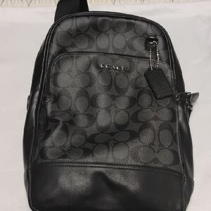 NWT Coach Black Backpack with Signature Monogram